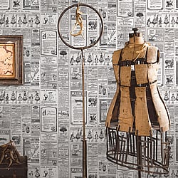Galerie Wallcoverings Product Code: G56143 - Nostalgie Wallpaper Collection Galerie Wallcoverings Product Code G56143 - Nostalgie Wallpaper Collection - Black Colours - Newspapers Design