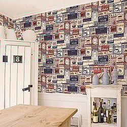 Galerie Wallcoverings Product Code: G56171 - Memories 2 Wallpaper Collection Galerie Wallcoverings Product Code G56171 - Memories 2 Wallpaper Collection - Blue Colours - Enamel Signs Design