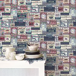 Galerie Wallcoverings Product Code: G56171 - Nostalgie Wallpaper Collection Galerie Wallcoverings Product Code G56171 - Nostalgie Wallpaper Collection - Blue Colours - Enamel Signs Design