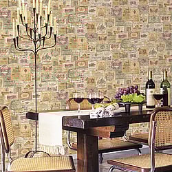 Galerie Wallcoverings Product Code: G56173 - Nostalgie Wallpaper Collection Galerie Wallcoverings Product Code G56173 - Nostalgie Wallpaper Collection - Beige Colours - Wine Labels Design