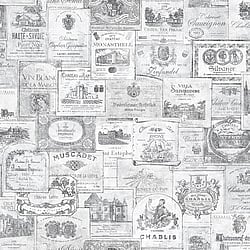 Galerie Wallcoverings Product Code: G56175 - Nostalgie Wallpaper Collection Galerie Wallcoverings Product Code G56175 - Nostalgie Wallpaper Collection - Silver Grey Colours - Wine Labels Design
