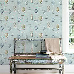 Galerie Wallcoverings Product Code: G56200 - Nostalgie Wallpaper Collection Galerie Wallcoverings Product Code G56200 - Nostalgie Wallpaper Collection - Blue Colours - Air Ships Design