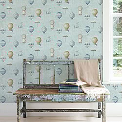 Galerie Wallcoverings Product Code: G56200 - Nostalgie Wallpaper Collection Galerie Wallcoverings Product Code G56200 - Nostalgie Wallpaper Collection - Blue Colours - Air Ships Design