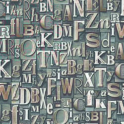 Galerie Wallcoverings Product Code: G56204 - Nostalgie Wallpaper Collection Galerie Wallcoverings Product Code G56204 - Nostalgie Wallpaper Collection - Green Colours - Block Letters Design
