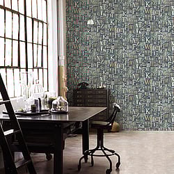 Galerie Wallcoverings Product Code: G56204 - Nostalgie Wallpaper Collection Galerie Wallcoverings Product Code G56204 - Nostalgie Wallpaper Collection - Green Colours - Block Letters Design