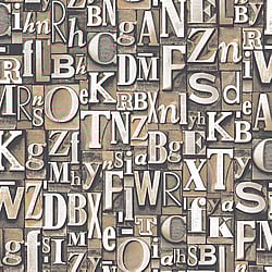Galerie Wallcoverings Product Code: G56205 - Nostalgie Wallpaper Collection Galerie Wallcoverings Product Code G56205 - Nostalgie Wallpaper Collection - Bronze Brown Colours - Block Letters Design
