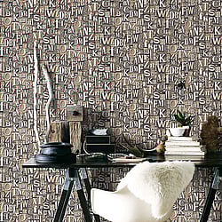 Galerie Wallcoverings Product Code: G56205 - Nostalgie Wallpaper Collection Galerie Wallcoverings Product Code G56205 - Nostalgie Wallpaper Collection - Bronze Brown Colours - Block Letters Design