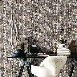Galerie Wallcoverings Product Code: G56205 - Nostalgie Wallpaper Collection Galerie Wallcoverings Product Code G56205 - Nostalgie Wallpaper Collection - Bronze Brown Colours - Block Letters Design