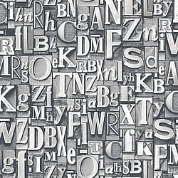 Galerie Wallcoverings Product Code: G56206 - Nostalgie Wallpaper Collection Galerie Wallcoverings Product Code G56206 - Nostalgie Wallpaper Collection - Silver Grey Colours - Block Letters Design