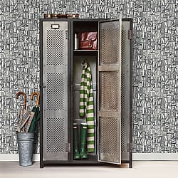 Galerie Wallcoverings Product Code: G56206 - Nostalgie Wallpaper Collection Galerie Wallcoverings Product Code G56206 - Nostalgie Wallpaper Collection - Silver Grey Colours - Block Letters Design