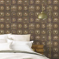 Galerie Wallcoverings Product Code: G56227 - Nostalgie Wallpaper Collection Galerie Wallcoverings Product Code G56227 - Nostalgie Wallpaper Collection - Bronze Brown Colours - Industrial Tiles Design