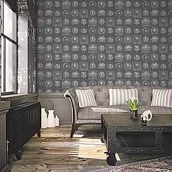 Galerie Wallcoverings Product Code: G56228 - Nostalgie Wallpaper Collection Galerie Wallcoverings Product Code G56228 - Nostalgie Wallpaper Collection - Silver Grey Colours - Industrial Tiles Design