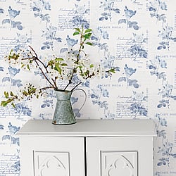 Galerie Wallcoverings Product Code: G56287 - Nostalgie Wallpaper Collection Galerie Wallcoverings Product Code G56287 - Nostalgie Wallpaper Collection - Blue Colours - Postale Rose Design