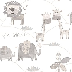 Galerie Wallcoverings Product Code: G56505 - Just 4 Kids 2 Wallpaper Collection Galerie Wallcoverings Product Code G56505 - Just 4 Kids 2 Wallpaper Collection - Grey White Colours - Jungle Friends Design