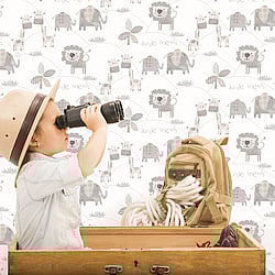 Galerie Wallcoverings Product Code: G56505 - Just 4 Kids 2 Wallpaper Collection Galerie Wallcoverings Product Code G56505 - Just 4 Kids 2 Wallpaper Collection - Grey White Colours - Jungle Friends Design