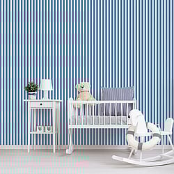 Galerie Wallcoverings Product Code: G56516 - Just 4 Kids 2 Wallpaper Collection Galerie Wallcoverings Product Code G56516 - Just 4 Kids 2 Wallpaper Collection - Blue White Colours - Regency Stripe Design