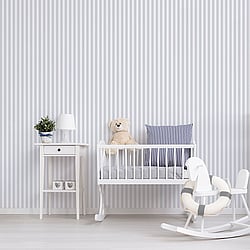 Galerie Wallcoverings Product Code: G56517 - Just 4 Kids 2 Wallpaper Collection Galerie Wallcoverings Product Code G56517 - Just 4 Kids 2 Wallpaper Collection - Grey White Colours - Regency Stripe Design