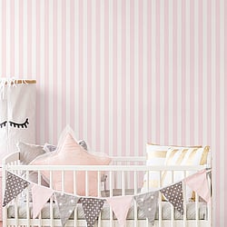Galerie Wallcoverings Product Code: G56518 - Just 4 Kids 2 Wallpaper Collection Galerie Wallcoverings Product Code G56518 - Just 4 Kids 2 Wallpaper Collection - Pink White Colours - Regency Stripe Design