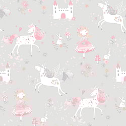 Galerie Wallcoverings Product Code: G56525 - Just 4 Kids 2 Wallpaper Collection Galerie Wallcoverings Product Code G56525 - Just 4 Kids 2 Wallpaper Collection - Grey Pink Colours - Unicorns and Princesses Design
