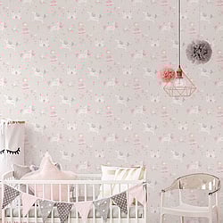 Galerie Wallcoverings Product Code: G56525 - Just 4 Kids 2 Wallpaper Collection Galerie Wallcoverings Product Code G56525 - Just 4 Kids 2 Wallpaper Collection - Grey Pink Colours - Unicorns and Princesses Design