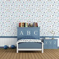 Galerie Wallcoverings Product Code: G56537 - Just 4 Kids 2 Wallpaper Collection Galerie Wallcoverings Product Code G56537 - Just 4 Kids 2 Wallpaper Collection - Blue Multicoloured Colours - Alphabet Design