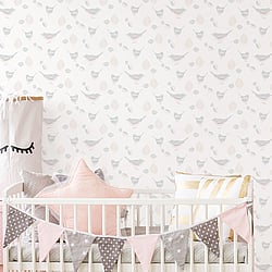 Galerie Wallcoverings Product Code: G56540 - Just 4 Kids 2 Wallpaper Collection Galerie Wallcoverings Product Code G56540 - Just 4 Kids 2 Wallpaper Collection - Grey Beige Pink Colours - Pretty Birds Design