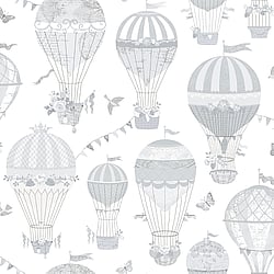 Galerie Wallcoverings Product Code: G56542 - Just 4 Kids 2 Wallpaper Collection Galerie Wallcoverings Product Code G56542 - Just 4 Kids 2 Wallpaper Collection - Grey Beige White Colours - Balloon Journey Design