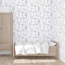 Galerie Wallcoverings Product Code: G56542 - Just 4 Kids 2 Wallpaper Collection Galerie Wallcoverings Product Code G56542 - Just 4 Kids 2 Wallpaper Collection - Grey Beige White Colours - Balloon Journey Design