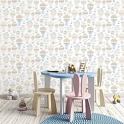 Galerie Wallcoverings Product Code: G56544 - Just 4 Kids 2 Wallpaper Collection Galerie Wallcoverings Product Code G56544 - Just 4 Kids 2 Wallpaper Collection - Blue Beige Colours - Balloon Journey Design
