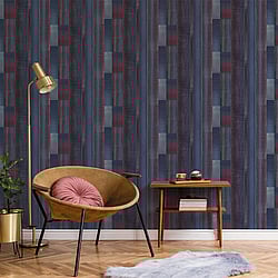 Galerie Wallcoverings Product Code: G56573 - Texstyle Wallpaper Collection Galerie Wallcoverings Product Code G56573 - Texstyle Wallpaper Collection - Navy Cranberry Colours - Agen Stripe Design