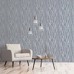 Galerie Wallcoverings Product Code: G67720 - Special Fx Wallpaper Collection Galerie Wallcoverings Product Code G67720 - Special Fx Wallpaper Collection - Blue Silver Grey Colours - Glitter Ribbons Design