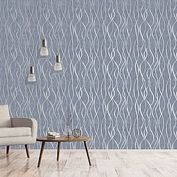 Galerie Wallcoverings Product Code: G67720 - Special FX 2 Wallpaper Collection Galerie Wallcoverings Product Code G67720 - Special FX 2 Wallpaper Collection - Blue Silver Grey Colours - Glitter Ribbons Design
