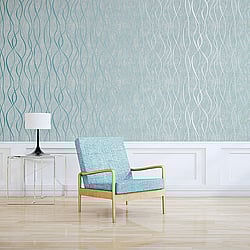 Galerie Wallcoverings Product Code: G67735 - Special Fx Wallpaper Collection Galerie Wallcoverings Product Code G67735 - Special Fx Wallpaper Collection - Blue Silver Colours - Glitter Ribbons Design