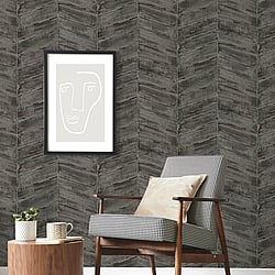 Galerie Wallcoverings Product Code: G67776 - Utopia Wallpaper Collection Galerie Wallcoverings Product Code G67776 - Utopia Wallpaper Collection - Charcoal Silver Colours - Chevron Design