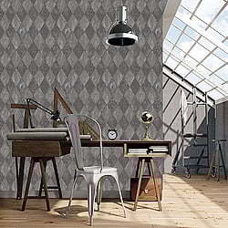 Galerie Wallcoverings Product Code: G67791 - Ambiance Wallpaper Collection Galerie Wallcoverings Product Code G67791 - Ambiance Wallpaper Collection - Black Silver Colours - Harlequin Texture Design