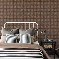 Galerie Wallcoverings Product Code: G67792 - Ambiance Wallpaper Collection Galerie Wallcoverings Product Code G67792 - Ambiance Wallpaper Collection - Brown Copper Colours - Metallic Tile Design