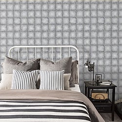Galerie Wallcoverings Product Code: G67794 - Ambiance Wallpaper Collection Galerie Wallcoverings Product Code G67794 - Ambiance Wallpaper Collection - Charcoal Silver Colours - Metallic Tile Design
