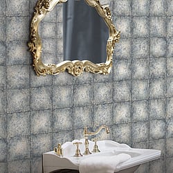 Galerie Wallcoverings Product Code: G67795 - Ambiance Wallpaper Collection Galerie Wallcoverings Product Code G67795 - Ambiance Wallpaper Collection - Navy Gold Colours - Metallic Tile Design