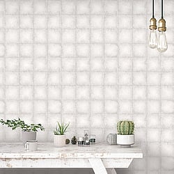 Galerie Wallcoverings Product Code: G67797 - Ambiance Wallpaper Collection Galerie Wallcoverings Product Code G67797 - Ambiance Wallpaper Collection - Grey Off White Colours - Metallic Tile Design