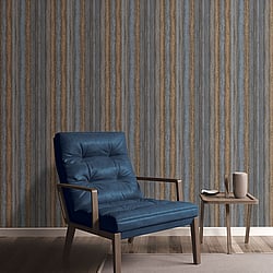 Galerie Wallcoverings Product Code: G67803 - Ambiance Wallpaper Collection Galerie Wallcoverings Product Code G67803 - Ambiance Wallpaper Collection - Brown Navy Blue Colours - Nomed Stripe Design