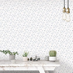 Galerie Wallcoverings Product Code: G67851 - Miniatures 2 Wallpaper Collection Galerie Wallcoverings Product Code G67851 - Miniatures 2 Wallpaper Collection - Blue White Colours - Small Floral Butterfly Dragonfly Design