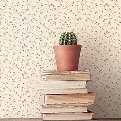 Galerie Wallcoverings Product Code: G67925 - Miniatures 2 Wallpaper Collection Galerie Wallcoverings Product Code G67925 - Miniatures 2 Wallpaper Collection - Red Cream Colours - Small Floral Trail Design
