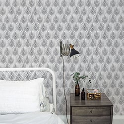 Galerie Wallcoverings Product Code: G67977 - Organic Textures Wallpaper Collection Galerie Wallcoverings Product Code G67977 - Organic Textures Wallpaper Collection - Grey Colours - Peacock Feather Design