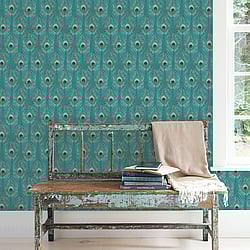 Galerie Wallcoverings Product Code: G67978 - Organic Textures Wallpaper Collection Galerie Wallcoverings Product Code G67978 - Organic Textures Wallpaper Collection - Turquoise Colours - Peacock Feather Design