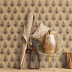 Galerie Wallcoverings Product Code: G67980 - Organic Textures Wallpaper Collection Galerie Wallcoverings Product Code G67980 - Organic Textures Wallpaper Collection - Gold Red Colours - Peacock Feather Design