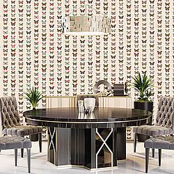 Galerie Wallcoverings Product Code: G67992 - Organic Textures Wallpaper Collection Galerie Wallcoverings Product Code G67992 - Organic Textures Wallpaper Collection - Beige Red Tan Colours - Jewel Butterflies Stripe Design