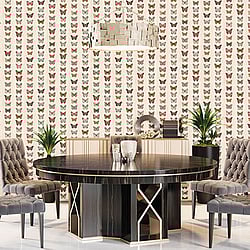 Galerie Wallcoverings Product Code: G67992 - Organic Textures Wallpaper Collection Galerie Wallcoverings Product Code G67992 - Organic Textures Wallpaper Collection - Beige Red Tan Colours - Jewel Butterflies Stripe Design