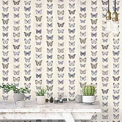 Galerie Wallcoverings Product Code: G67993 - Organic Textures Wallpaper Collection Galerie Wallcoverings Product Code G67993 - Organic Textures Wallpaper Collection - Beige Blue Colours - Jewel Butterflies Stripe Design