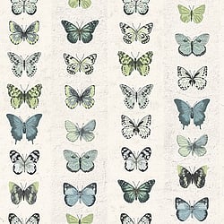 Galerie Wallcoverings Product Code: G67994 - Organic Textures Wallpaper Collection Galerie Wallcoverings Product Code G67994 - Organic Textures Wallpaper Collection - Blue Beige Green Colours - Jewel Butterflies Stripe Design