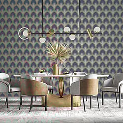 Galerie Wallcoverings Product Code: G68083 - Special FX 2 Wallpaper Collection Galerie Wallcoverings Product Code G68083 - Special FX 2 Wallpaper Collection - Navy, Taupe Colours - Nouveau Scallop Design